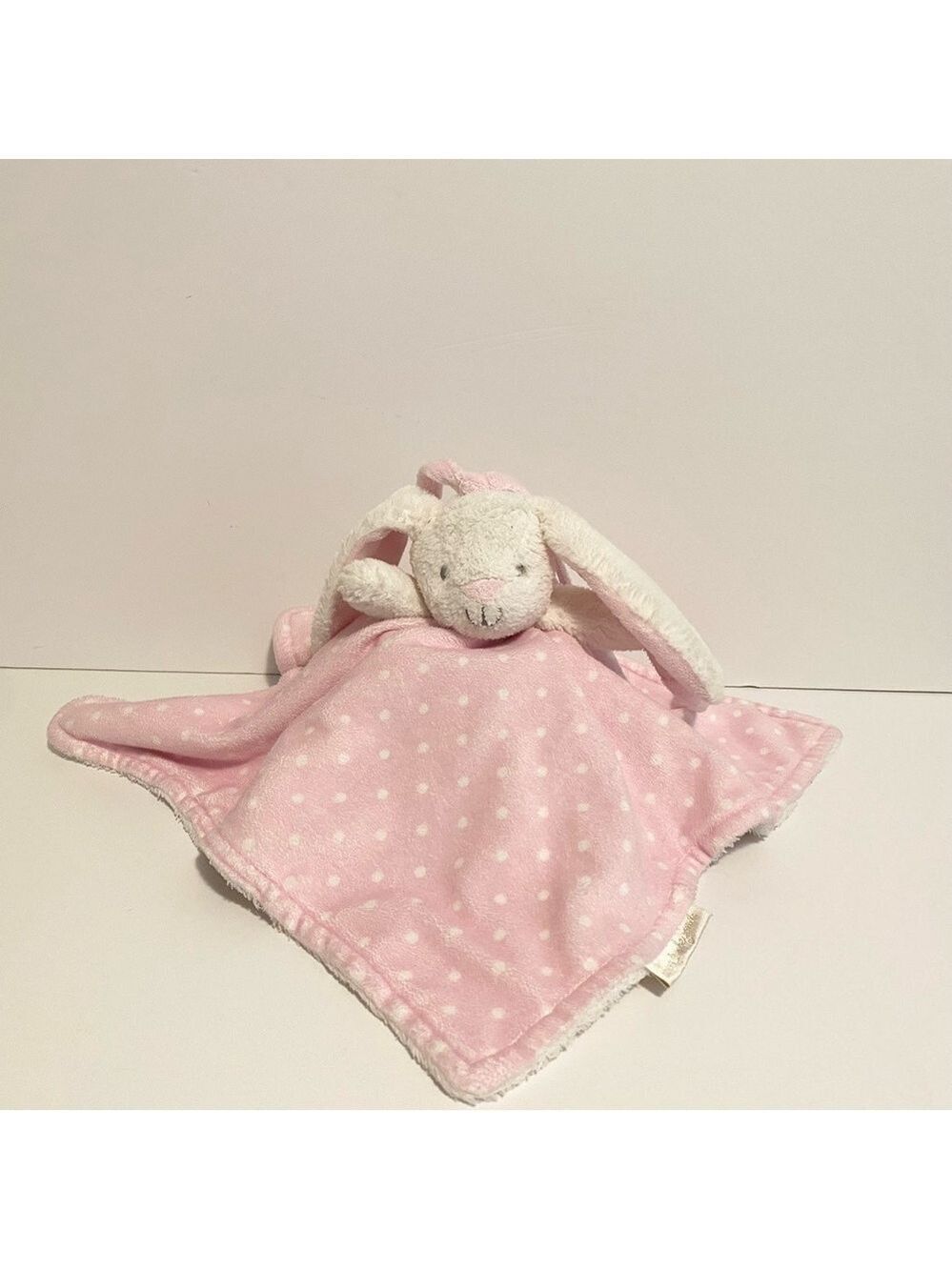 Blankets & Beyond Bunny Lovey Pink Polka Dot White Security Blanket Baby Girl
